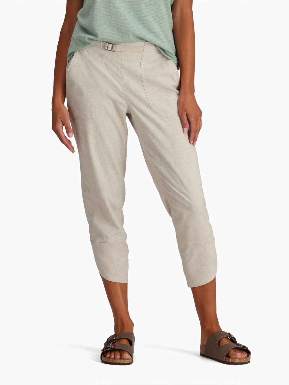 Royal Robbins 2 hempline Capri adventure pants stretch beige summer hiking belt